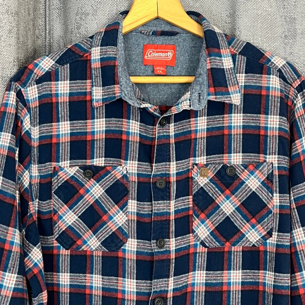 Coleman Men's Sz XXL Flannel Button Up Shirt Plaid‎ Outdoor Camping Workwear - Picture 3 of 9
